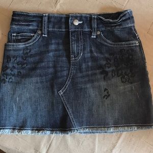 Girls Denim w/ Black Leopard Print Skirt